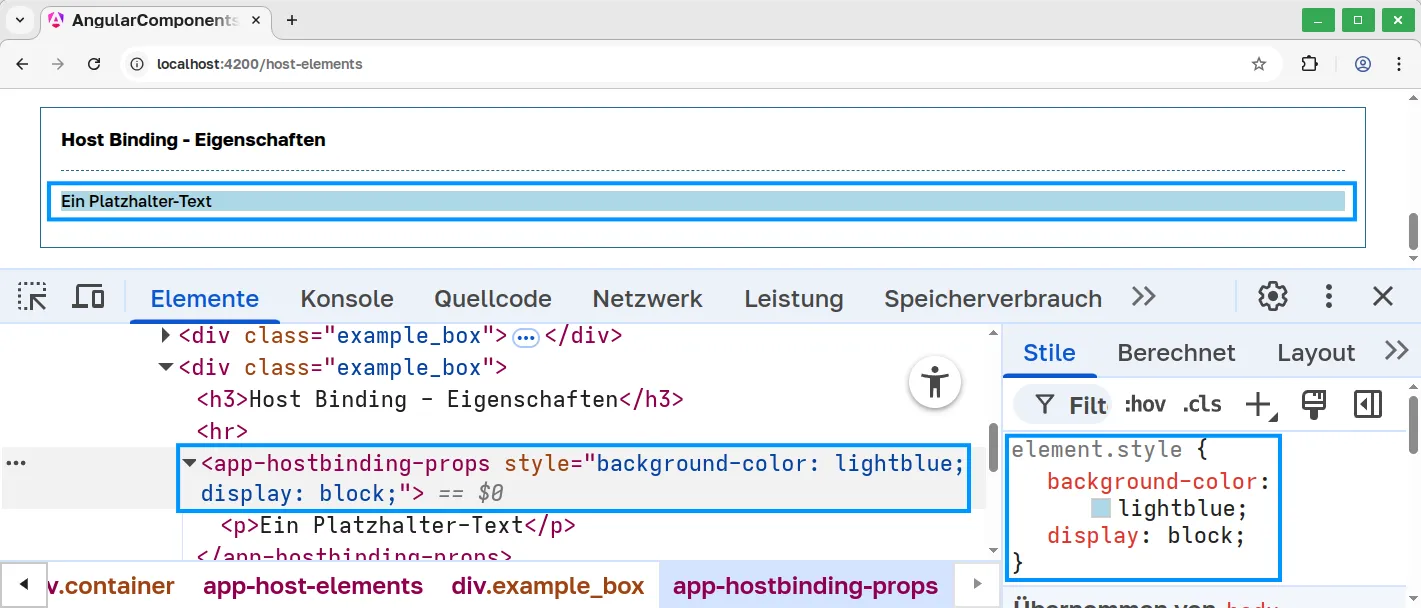 Angular Host Binding - Korrekte Anwendung der Stile