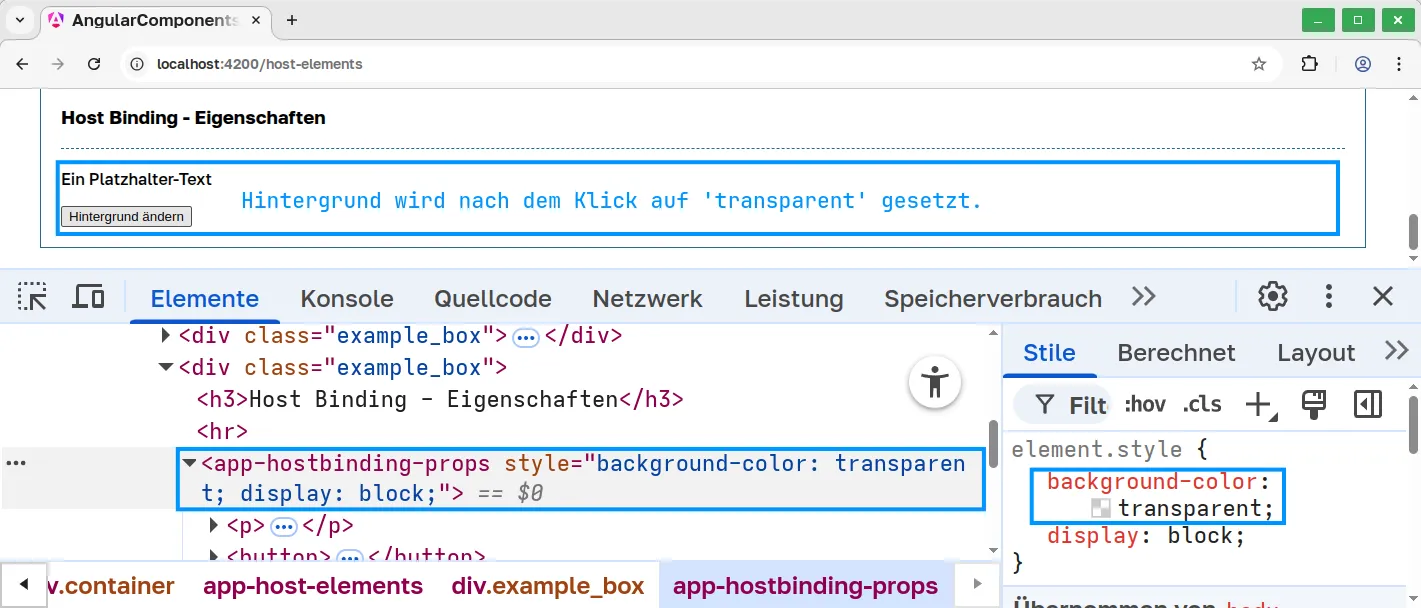 Angular Host Binding - Event-basierte Verwendung von Variablen