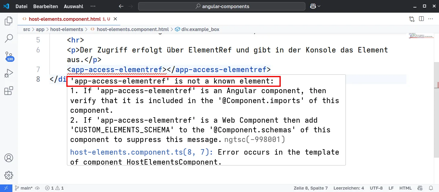 Angular Component CSS Selektor mit Element Selektor