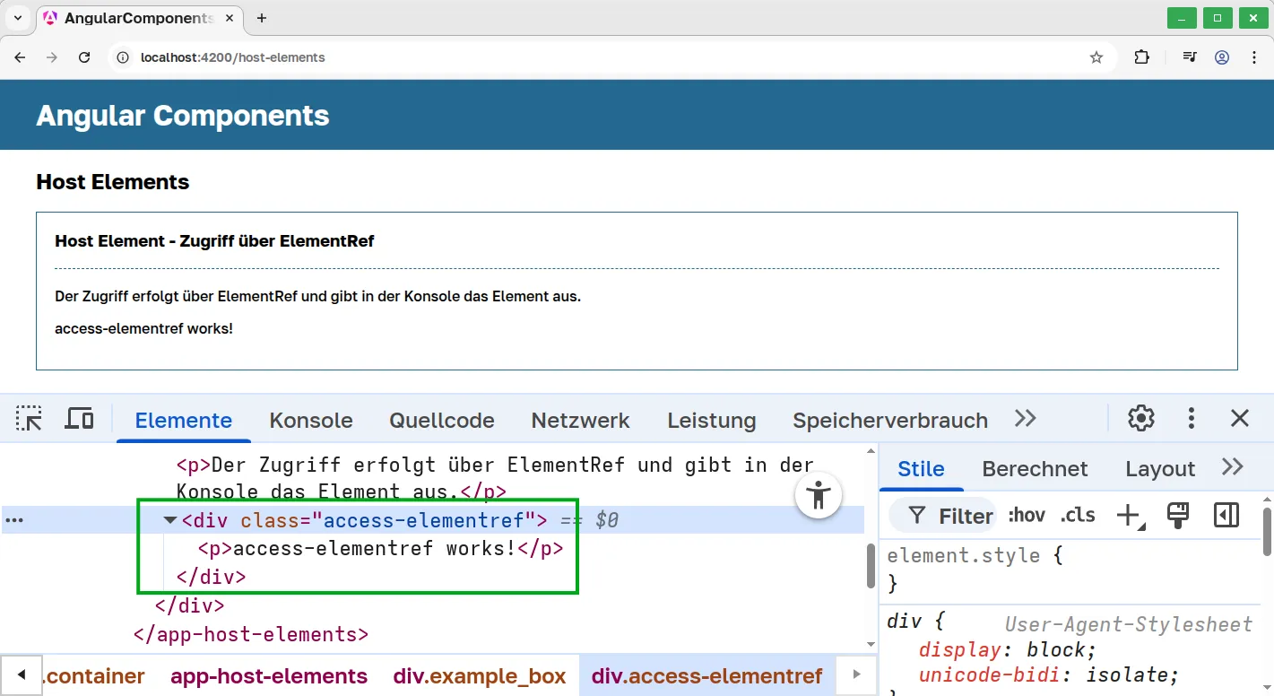 Angular Component CSS Selektor korrekte Verwendung