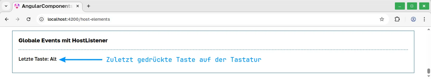 Angular Host Binding - Host Listener - Globale Events