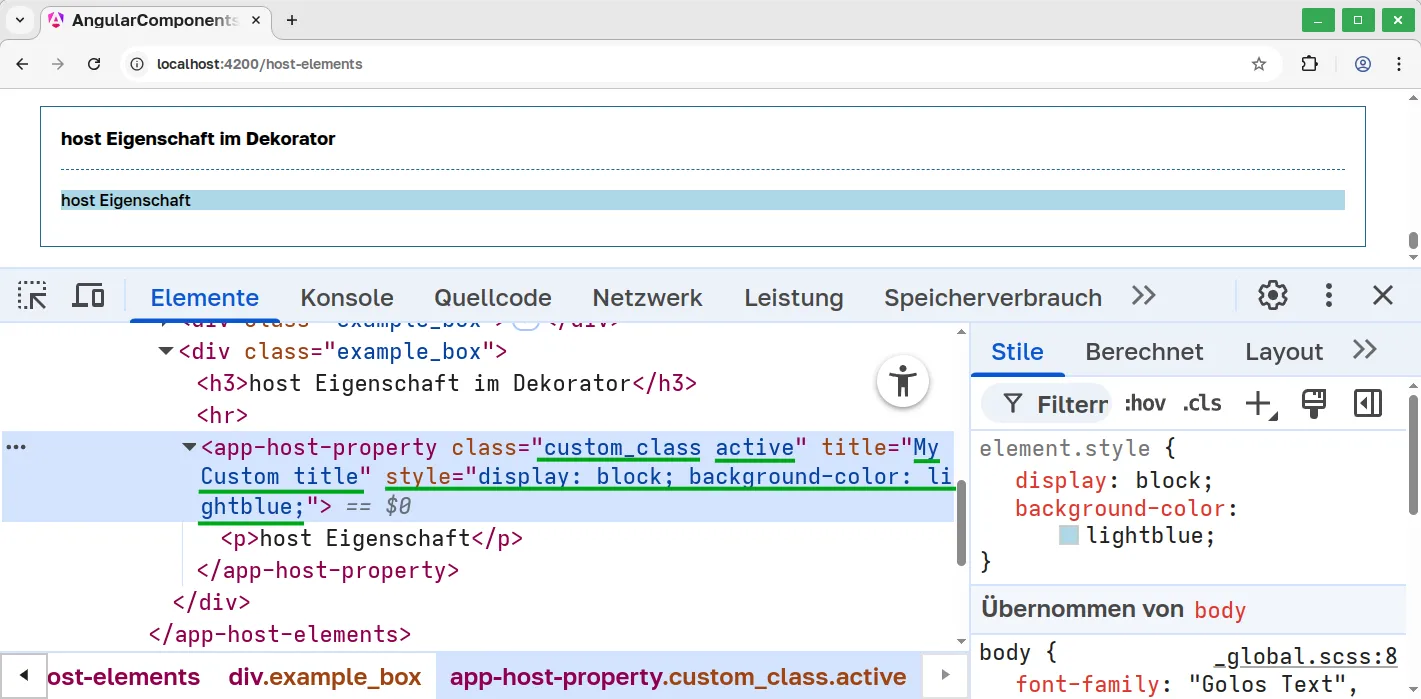 Angular Host Binding - host Eigenschaft (1)
