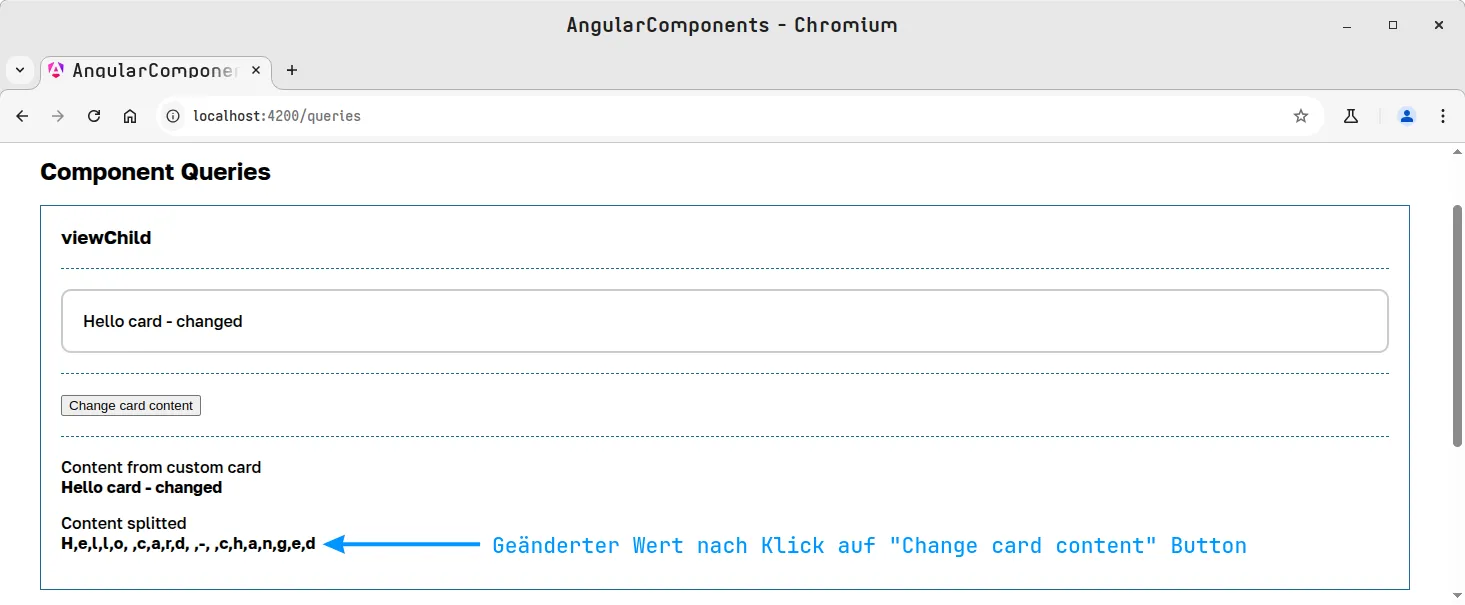 Angular Component Queries - viewChild - aktualisierte Werte