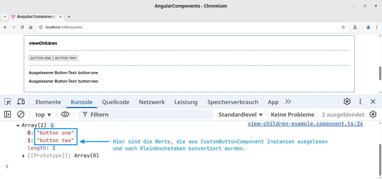 Angular Component Queries - viewChildren - Beispiel