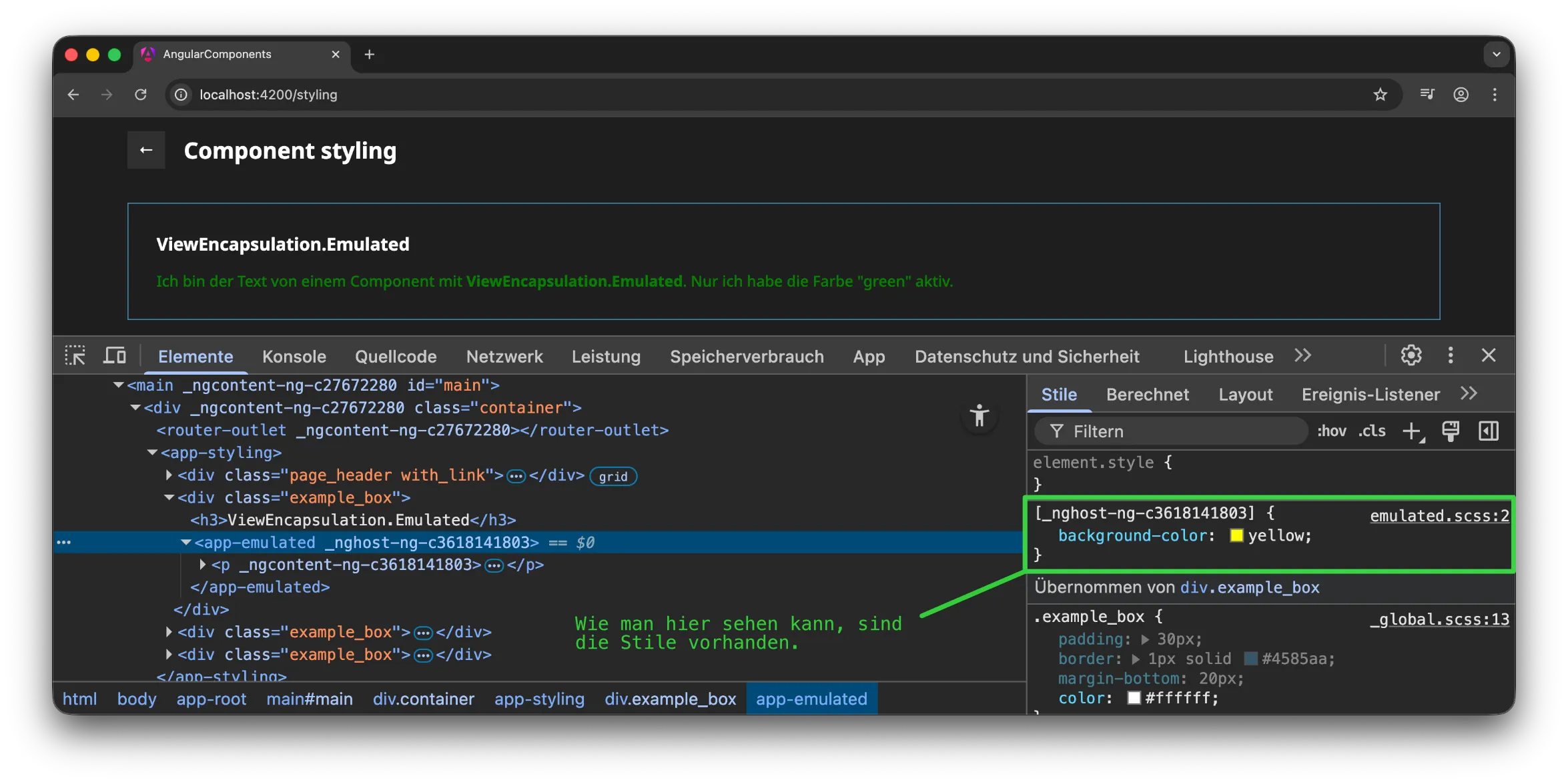 Angular Component Styling - host ohne Größe oder Display