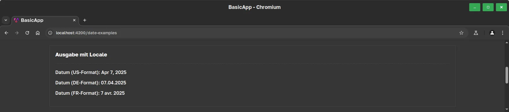 Angular - DatePipe - Locale Beispiel