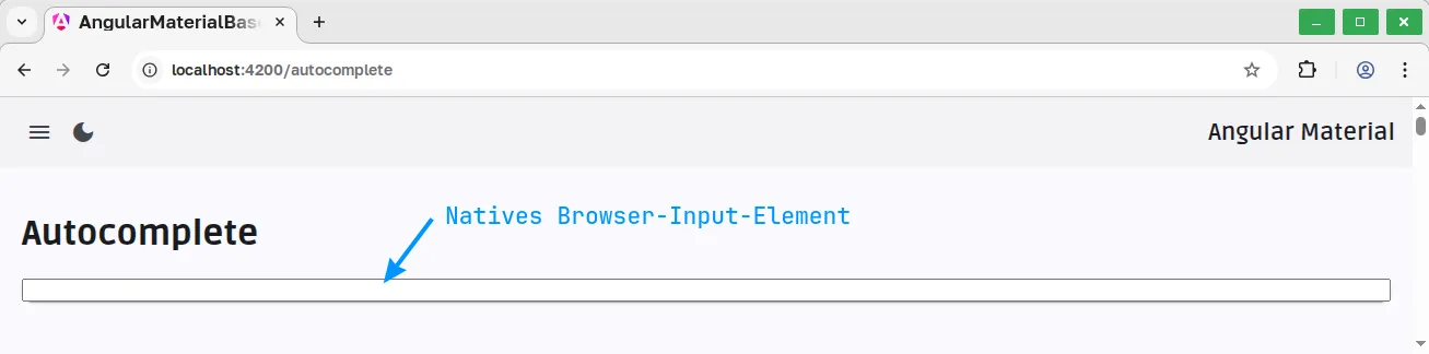 Angular Material Component - Autocomplete - Einfaches Beispiel