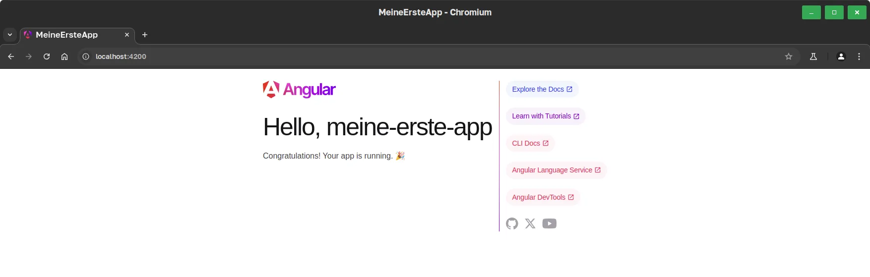 Angular - Neues Projekt - Standard Startseite