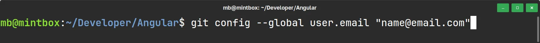 Angular - Git Konfiguration - E-Mail Adresse