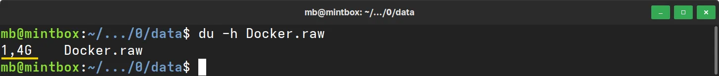 Docker.raw - Wirklicher Speicherverbrauch