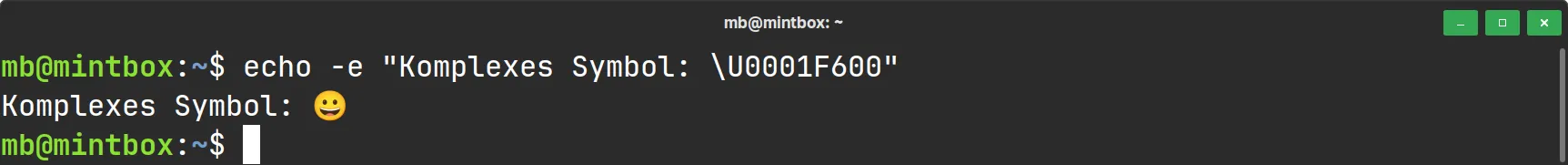 echo - Escape-Sequenz Extended Unicode - Beispiel