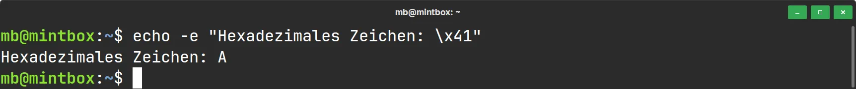 echo - Escape-Sequenz Hexadecimal - Beispiel