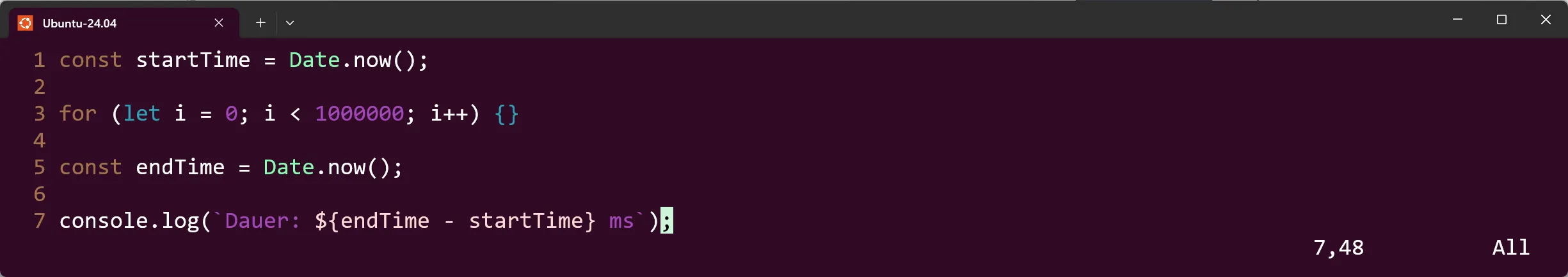 JavaScript - Date.now() - Beispiel 1