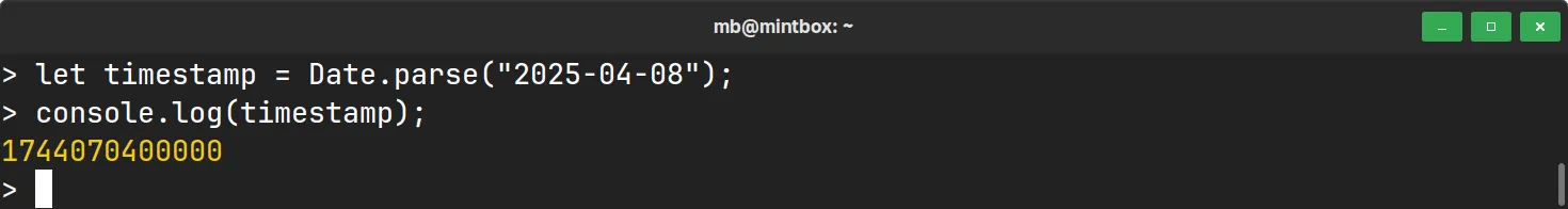 JavaScript - Date.parse() - Beispiel 2