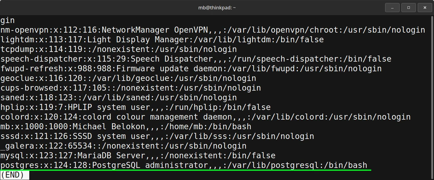 PostgreSQL - Neuer System-Benutzer