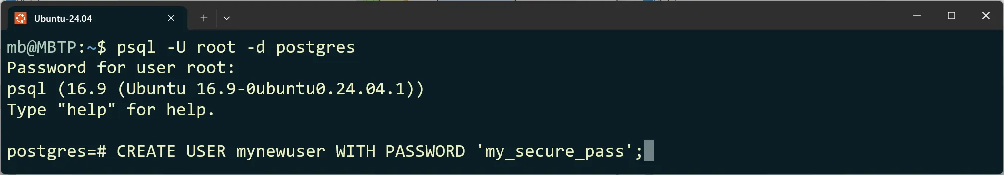 PostgreSQL - Neuen Benutzer erstellen