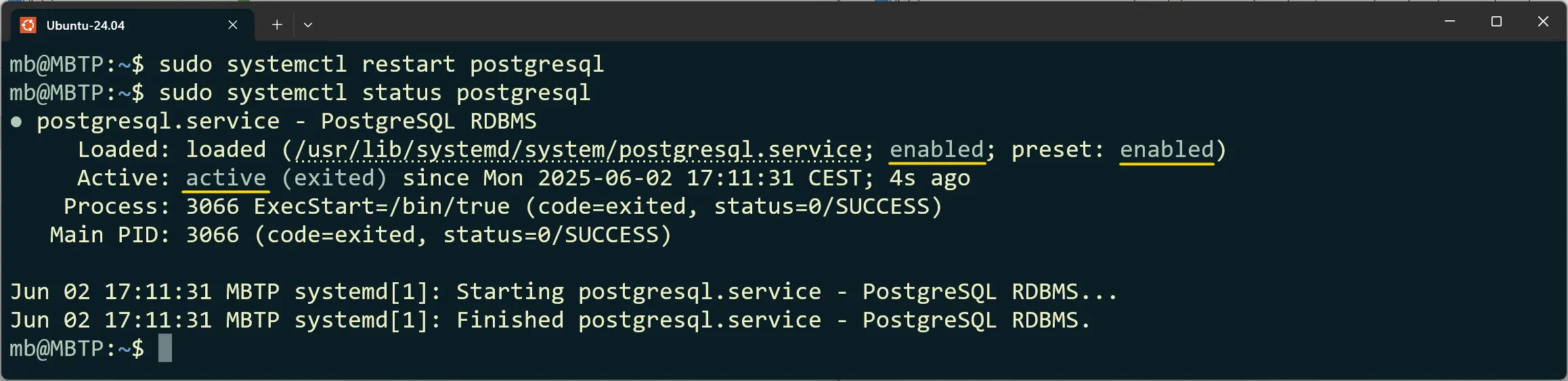 PostgreSQL -  Neu starten