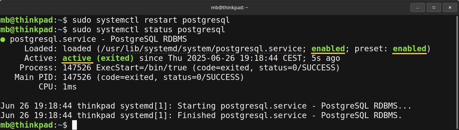 PostgreSQL -  Neu starten