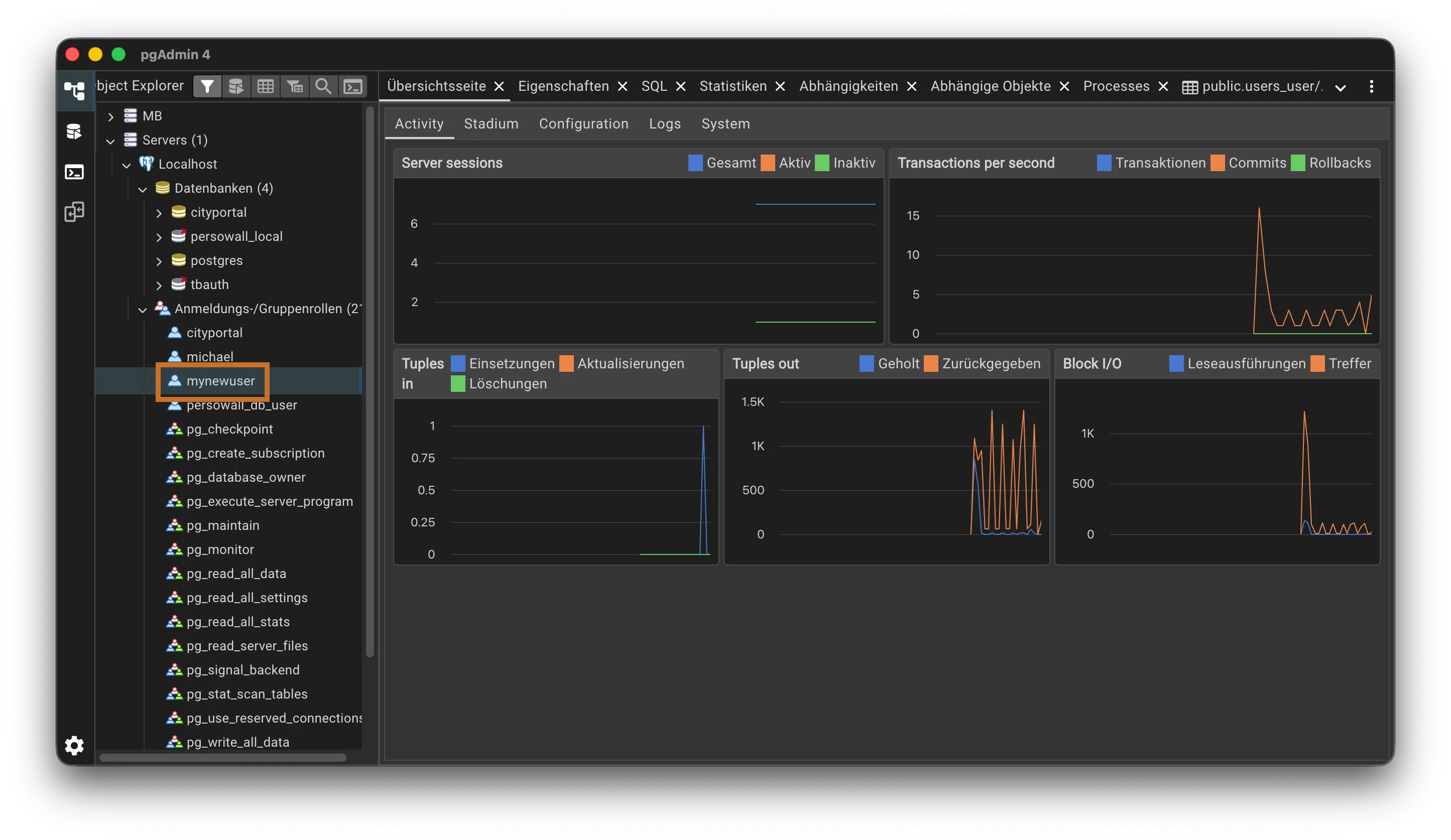 PostgreSQL - Benutzer in PgAdmin4