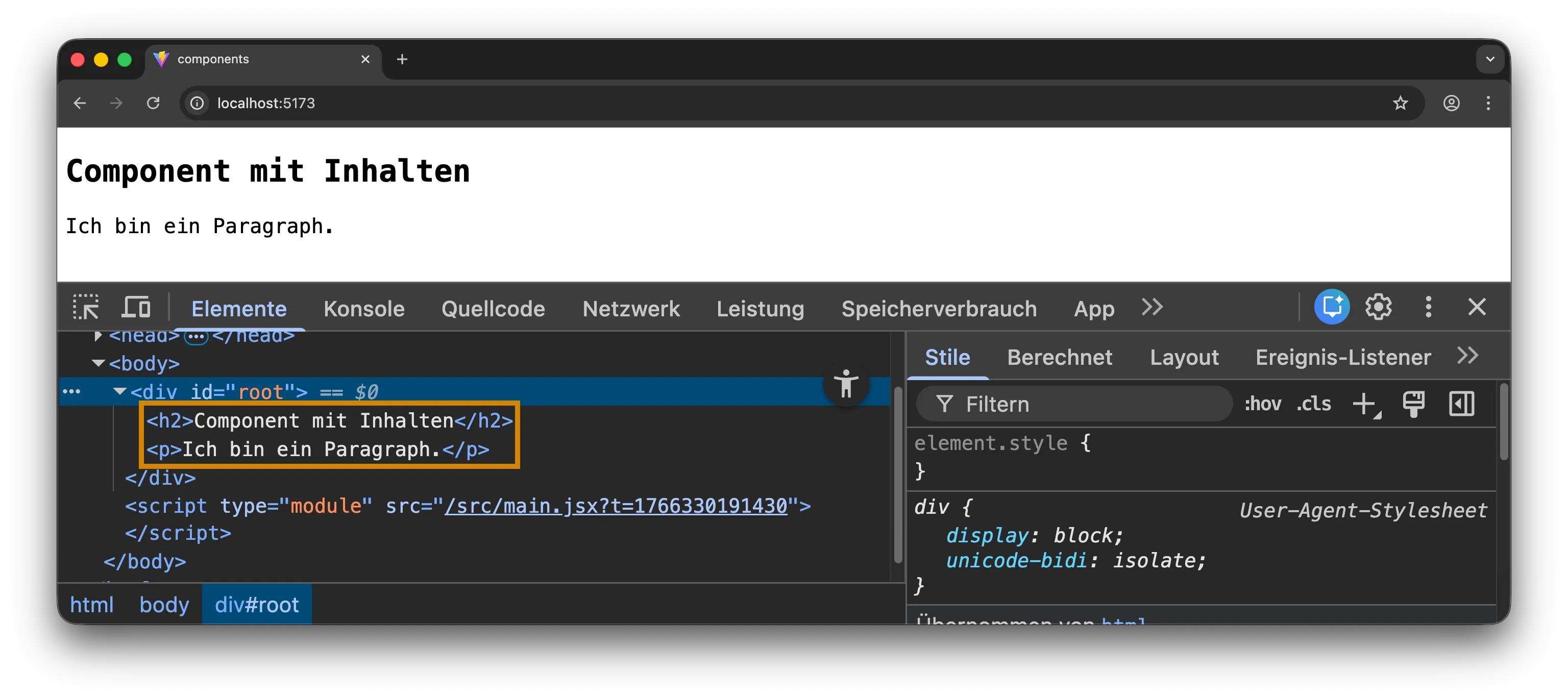 React Component - Content Fragment