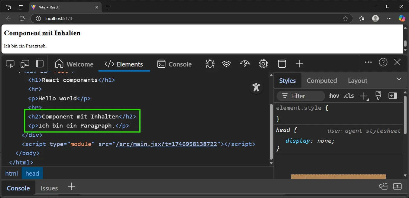 React Component - Content Fragment