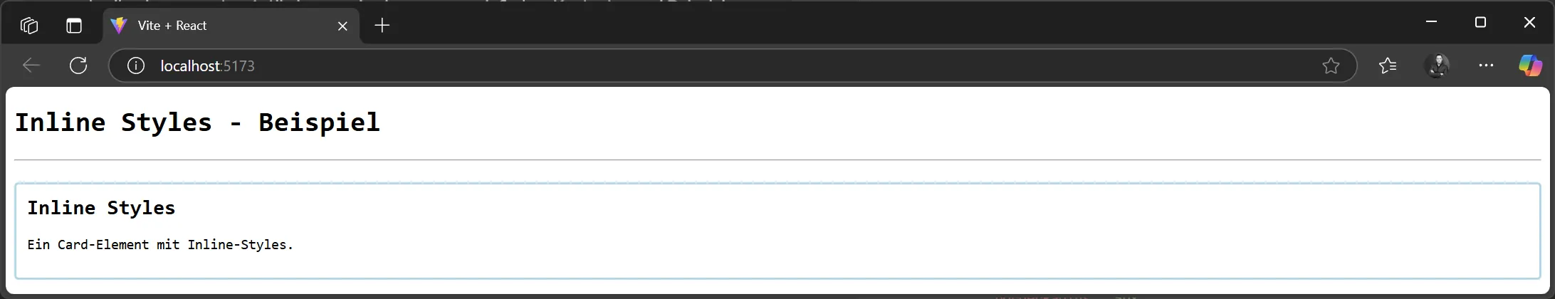 React Component - Inline Styles - Beispiel