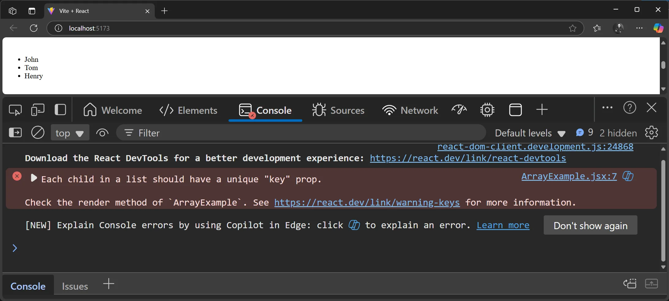 React Component - Warnung - Fehlender Schlüssel