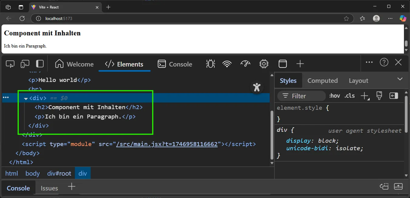 React Component - Content Wrapper Tag