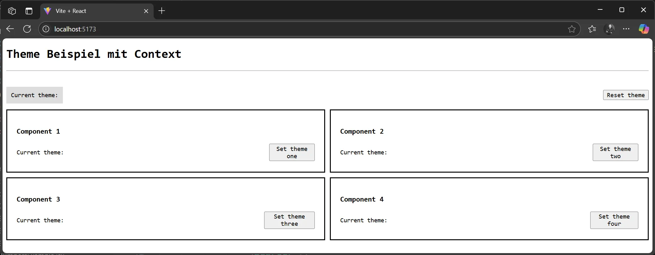 React Context Beispiel - Grundstruktur ohne Context und State