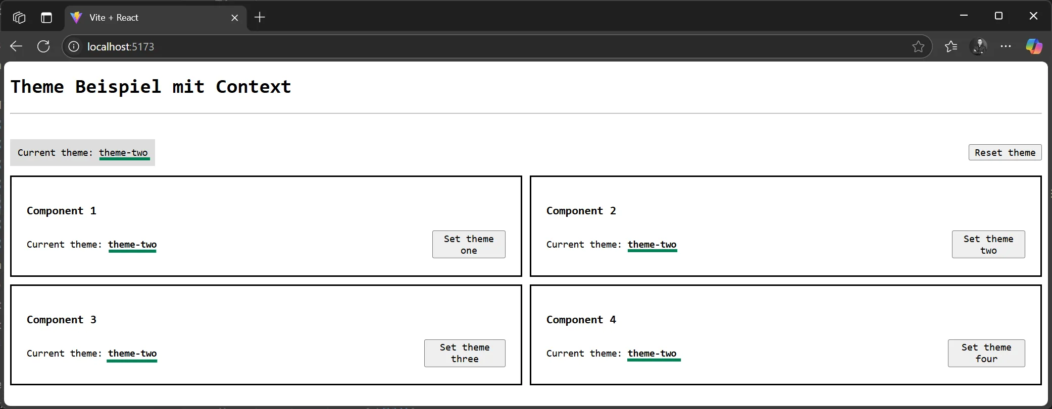 React Context Beispiel - Funktion mit State und Context
