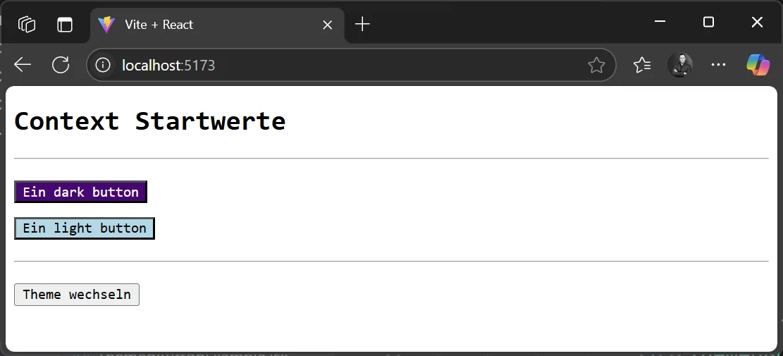 React Context - Themed Button Beispiel 1