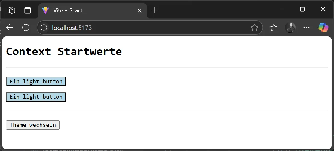 React Context Objekt - Themed Button Beispiel 2