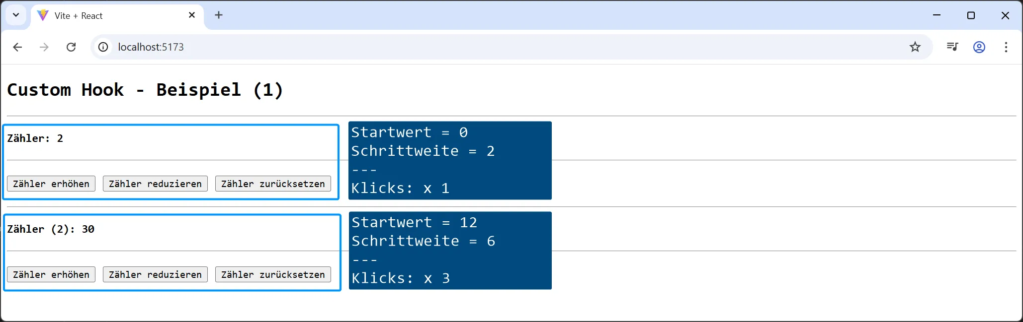 React Custom Hook - Beispiel 1 - weiterer Parameter