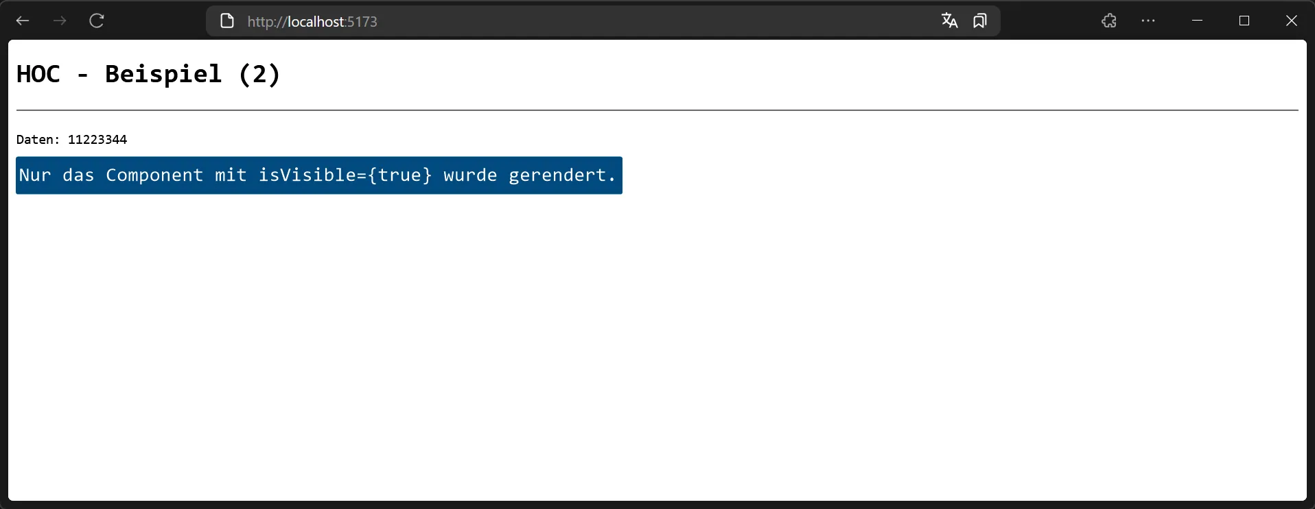 React HOC - Beispiel mit bedingtem Rendern - Ergebnis