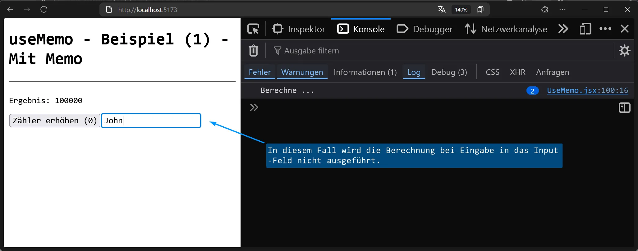 React Hook - useMemo() - Beispiel 1 mit useMemo