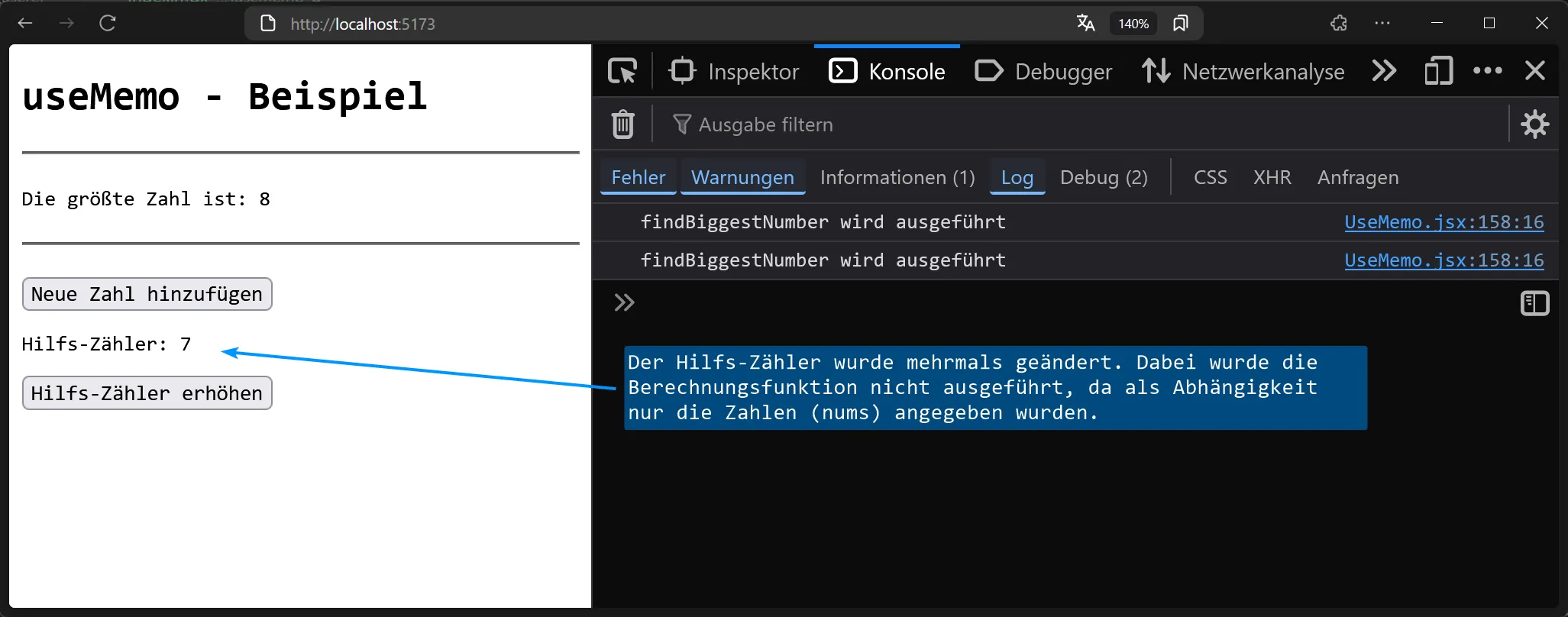 React Hook - useMemo - Beispiel 2 mit useMemo
