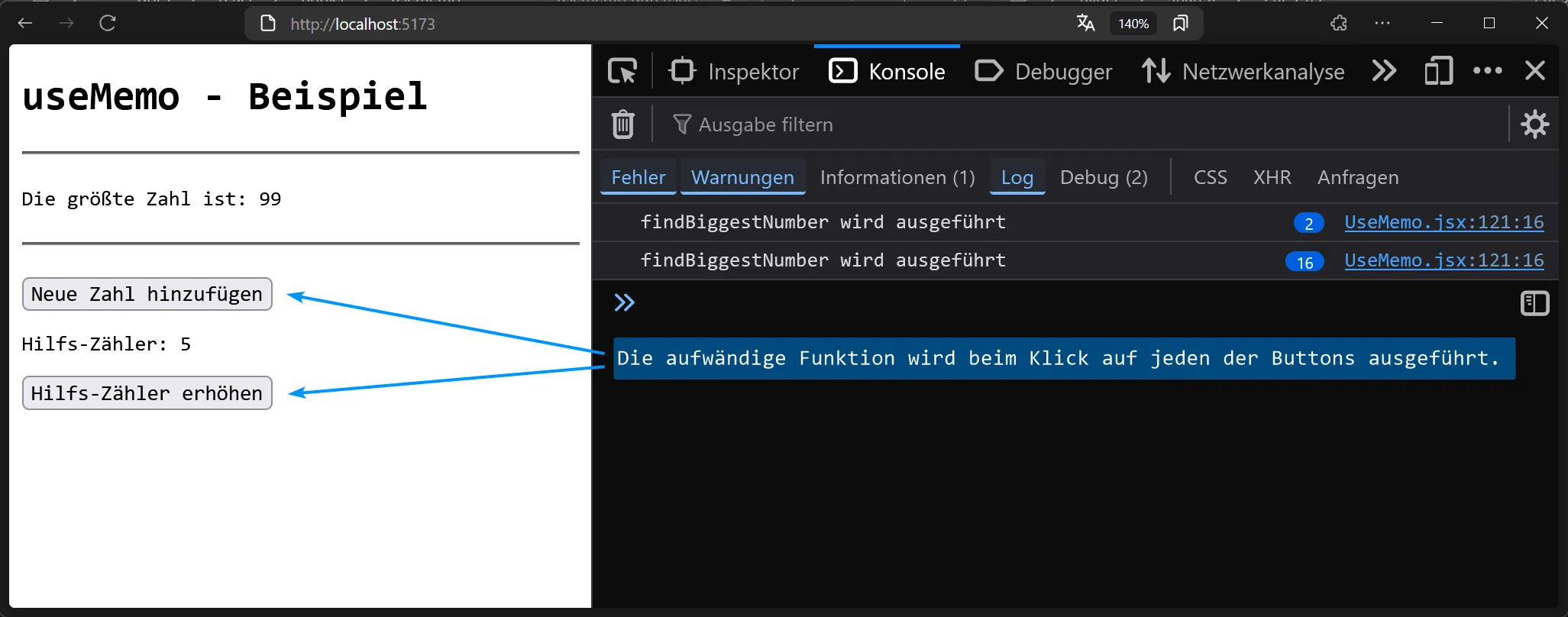 React Hook - useMemo - Beispiel 2 ohne useMemo