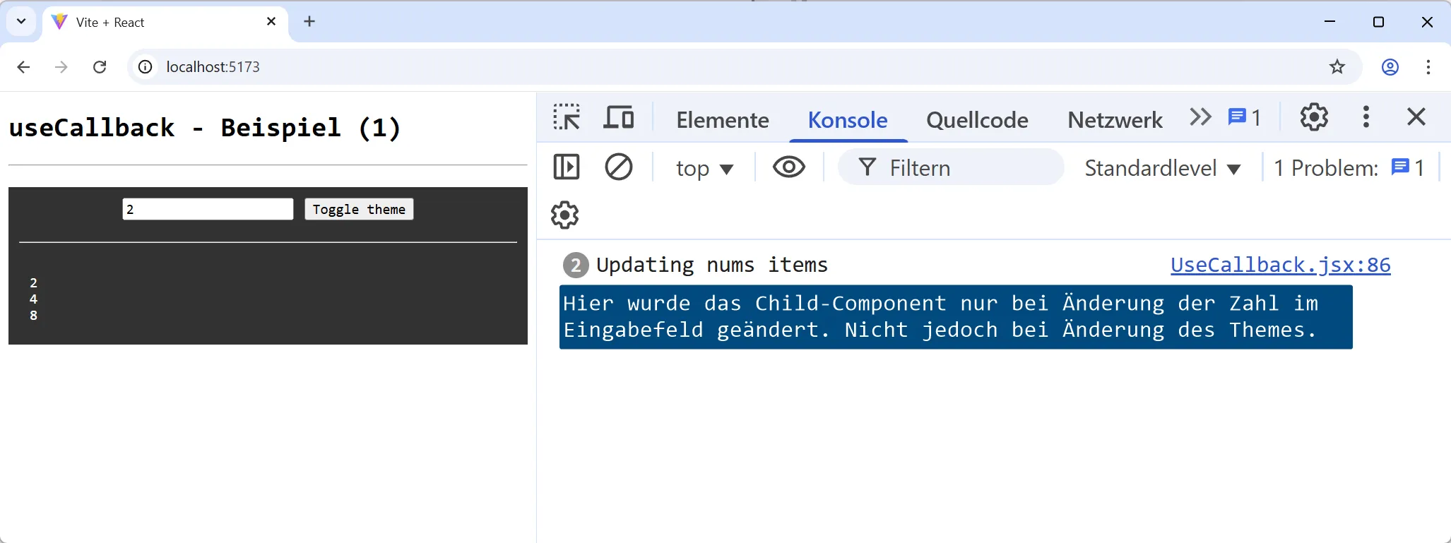 React Hook - useCallback - Beispiel 1 mit useCallback
