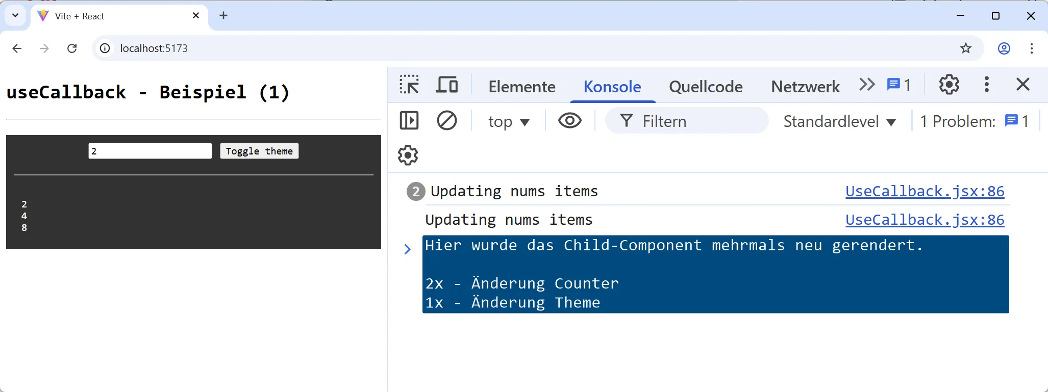 React Hook - useCallback - Beispiel 1 ohne useCallback