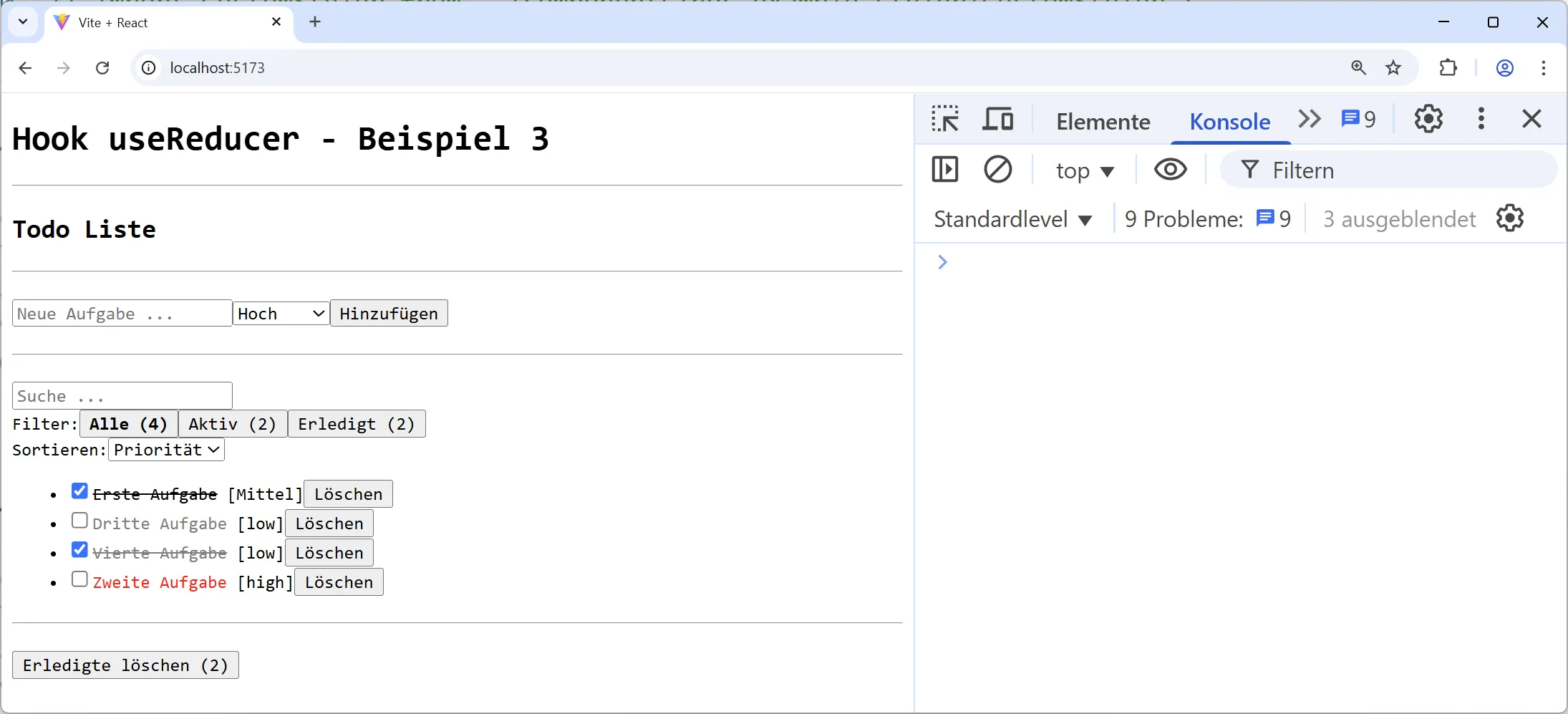 React Hook - useReducer - Beispiel 3 - Todo Component