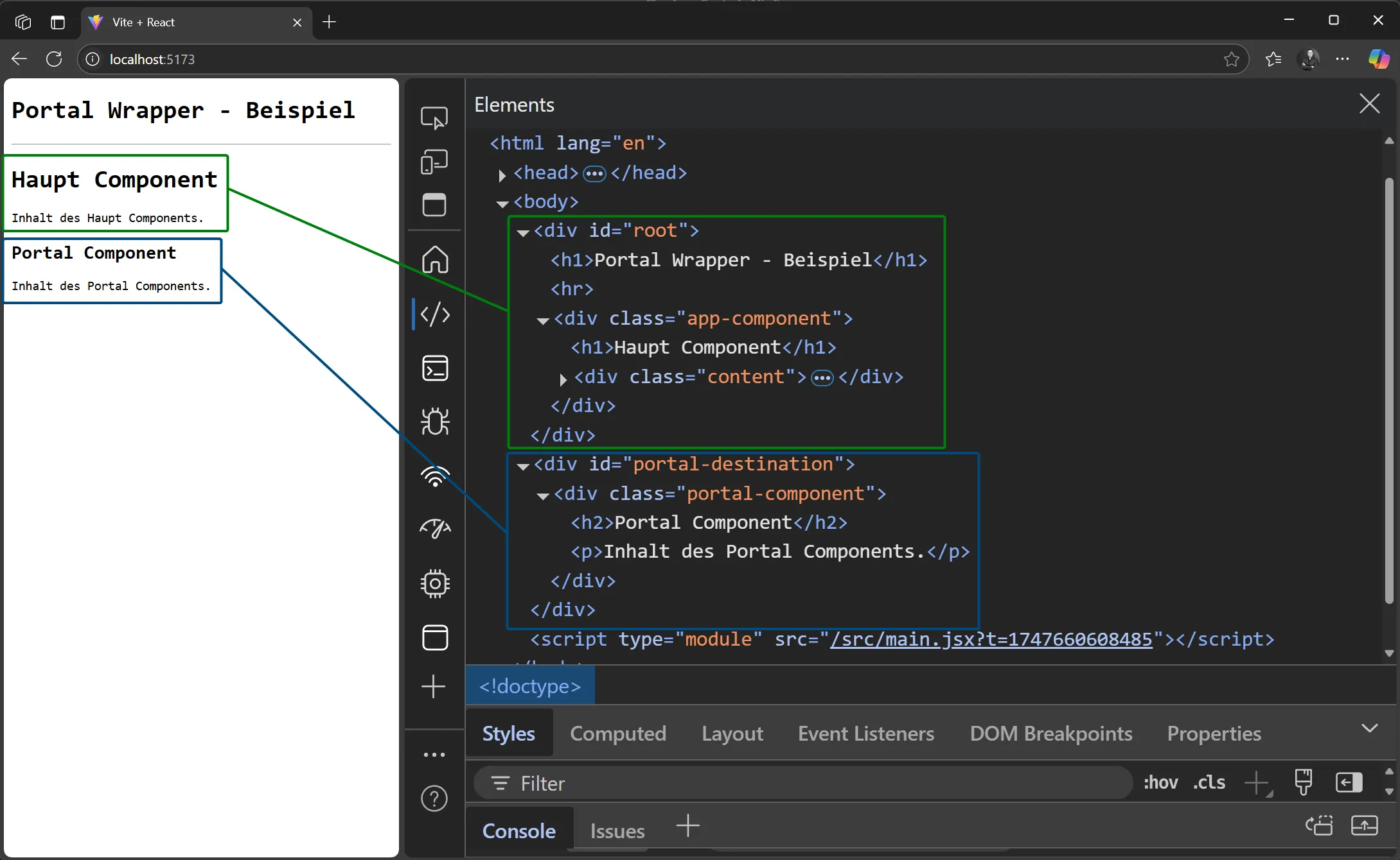 React Portals - Beispiel für eigenen Portal Wrapper