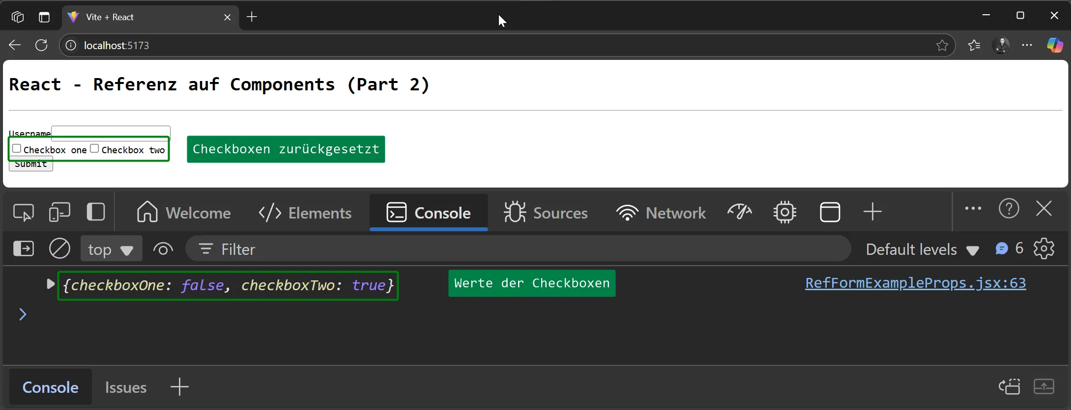 React Refs - Referenz auf ein Component - Formular Beispiel