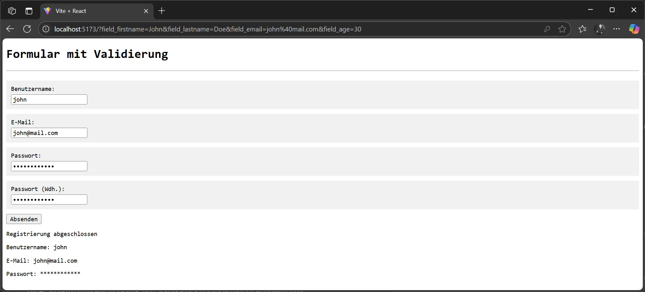 React State - Beispiel eines Formulars mit Validierung