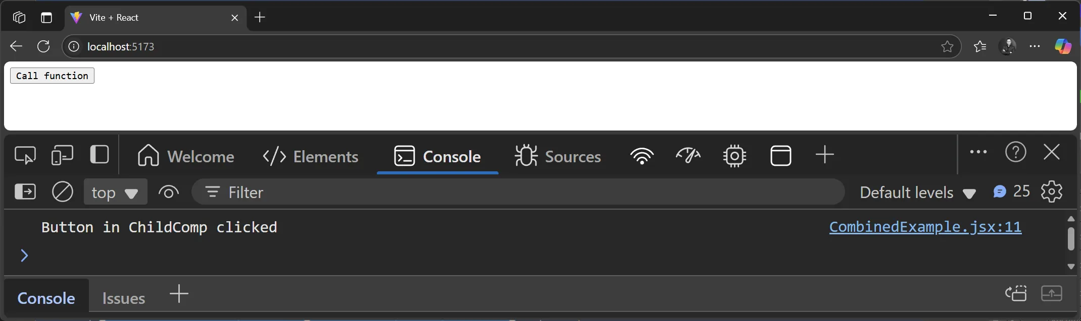 React State - Prop und Funktion - Ergebnis und Log im Browser