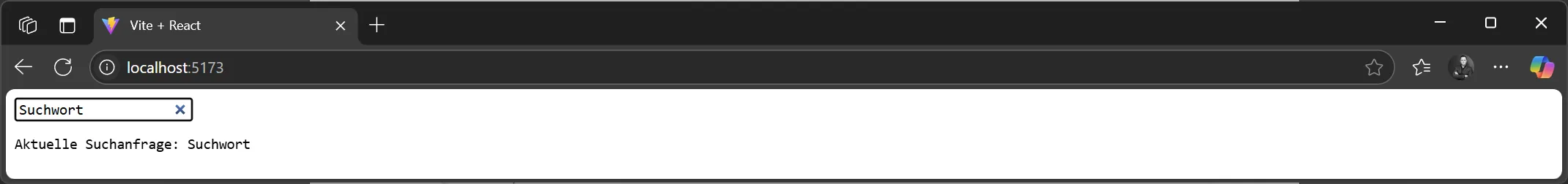 React State - Einfaches Beispiel - Ergebnis im Browser