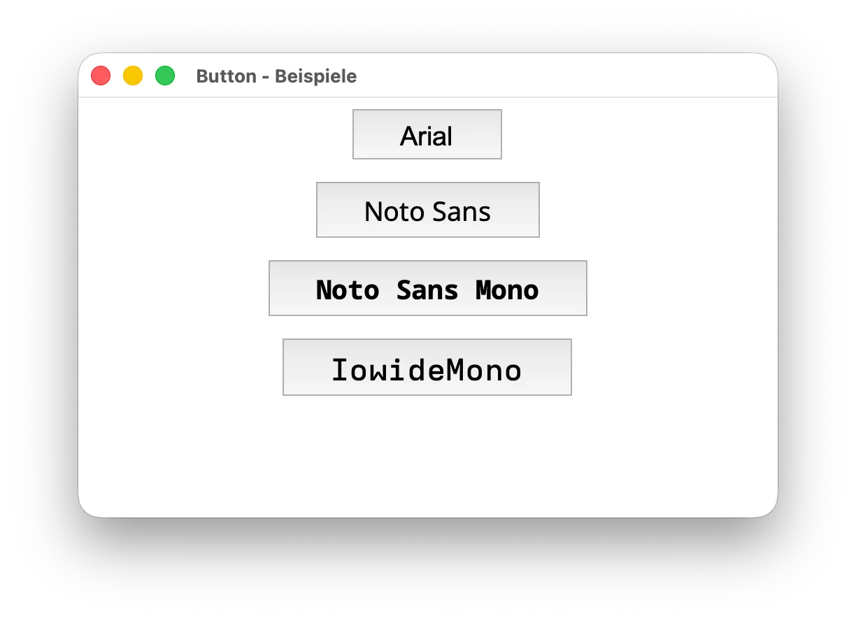Tkinter - Button - Schriften Beispiele