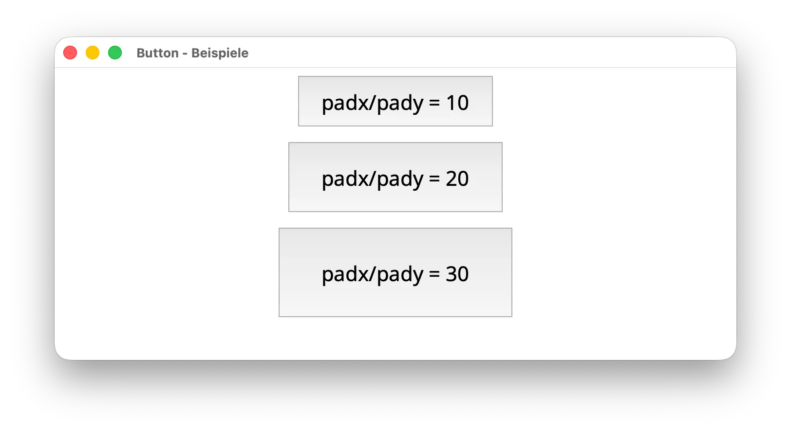 Tkinter - Button - Innenabstand Beispiel