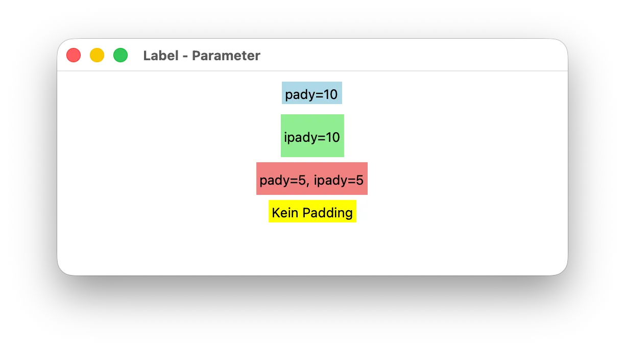 Tkinter - Label Parameter - pady (ipady)