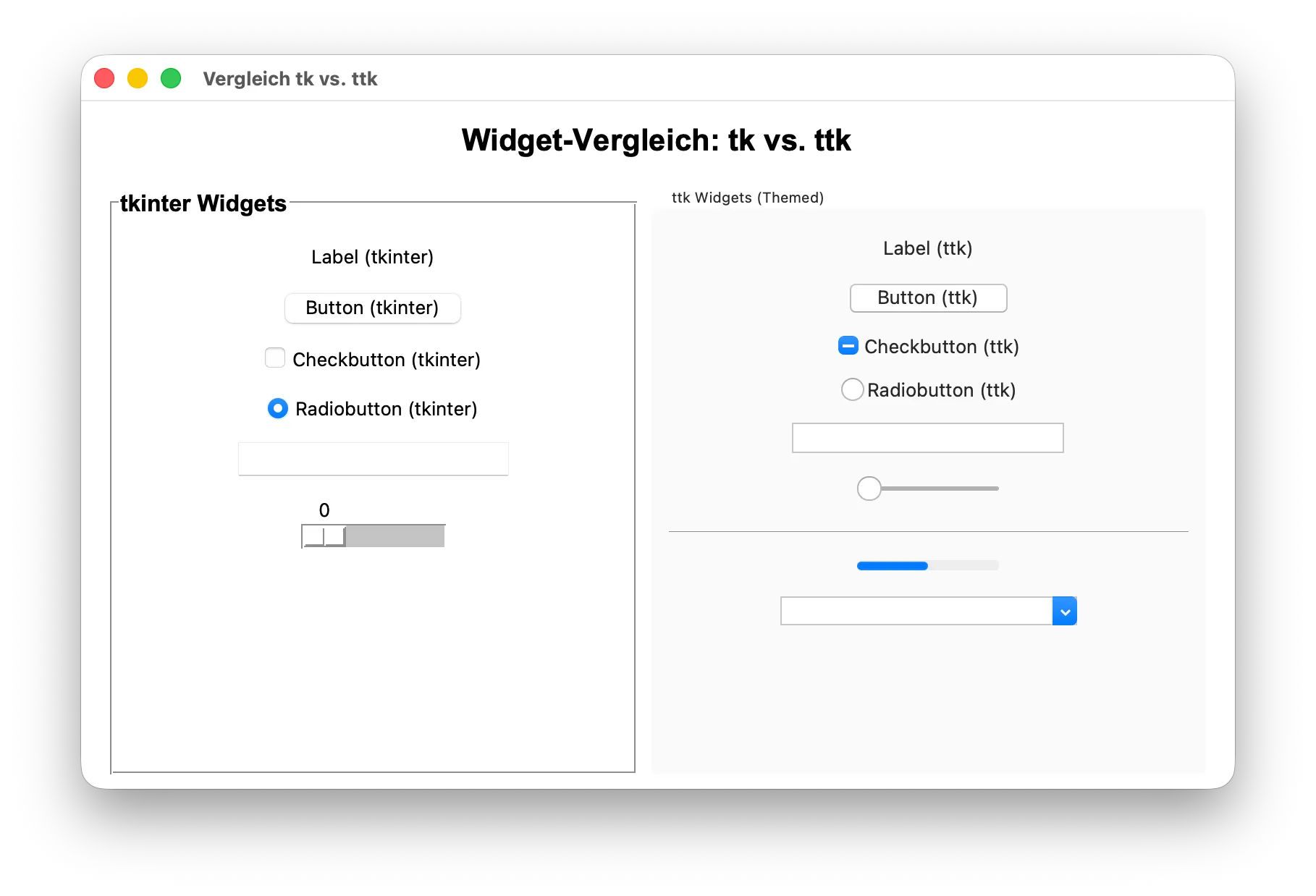 Tkinter - tk und ttk Vergleich (1)
