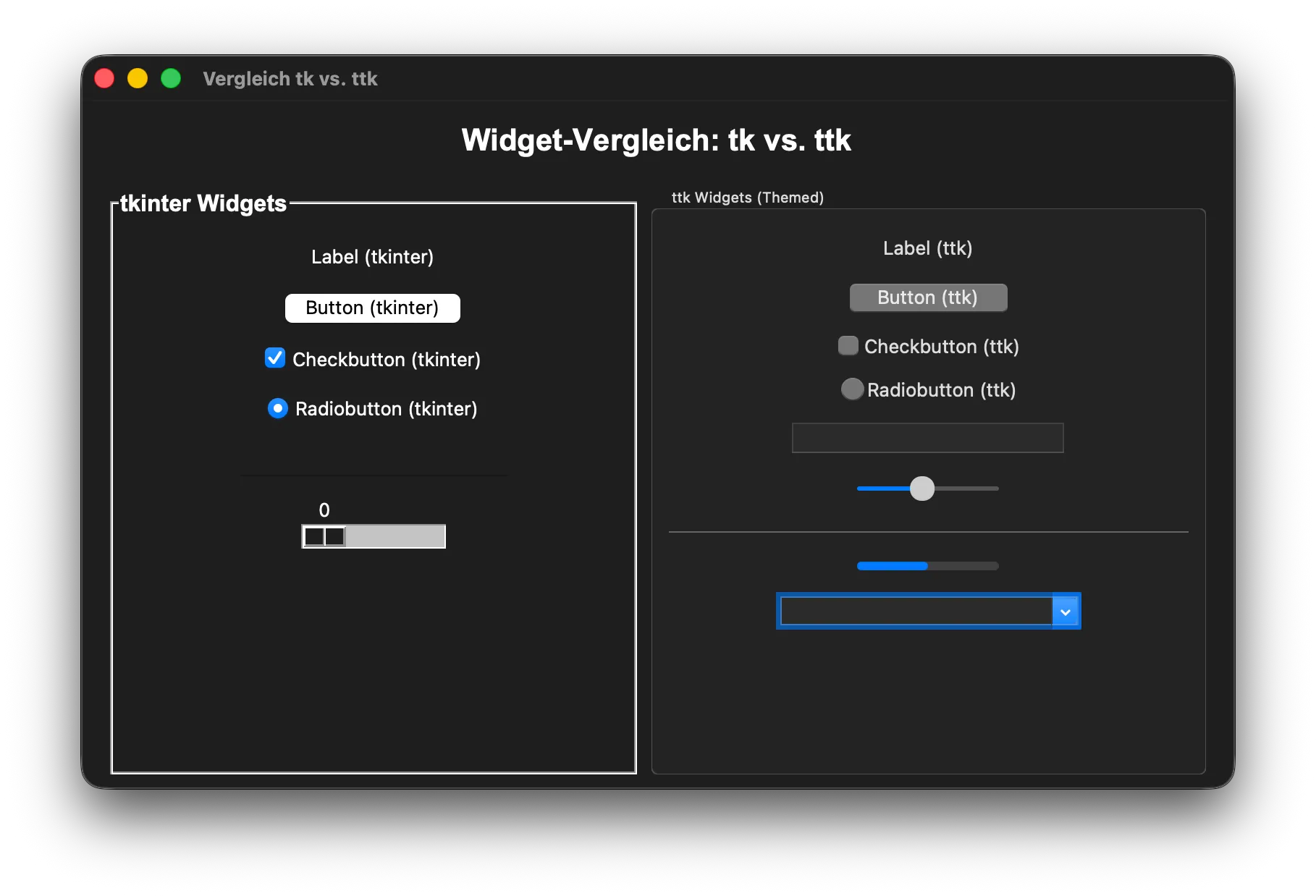 Tkinter - tk und ttk Vergleich (2)